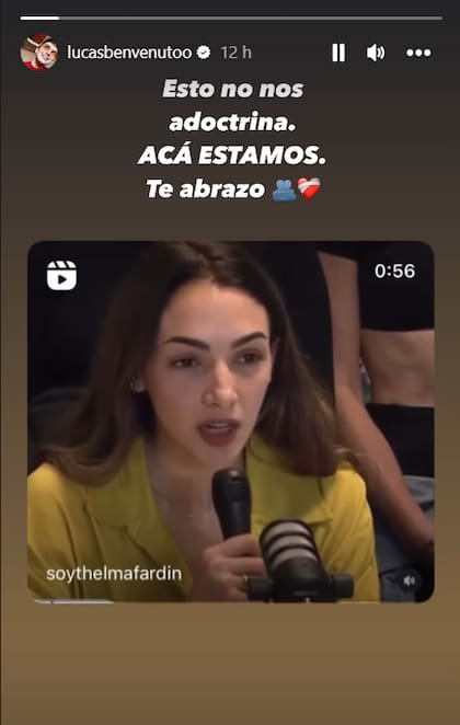 El mensaje de apoyo de Lucas Benvenuto a Thelma Fardin