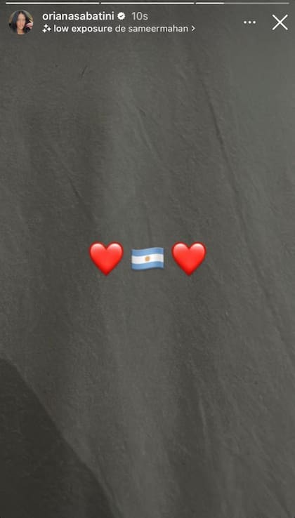 El mensaje de apoyo de Oriana Sabatini tras el debut de la selección (Foto: Instagram @orianasabatini)