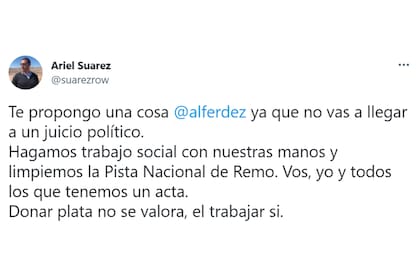 El mensaje de Ariel Suárez para Alberto Fernández en Twitter