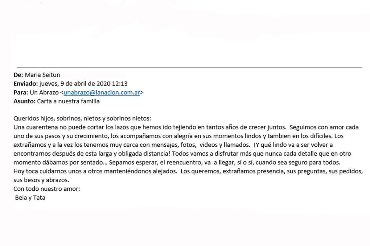 El mensaje de Beia y Tata para sus hijos, sobrinos, nietos y sobrinos nietos