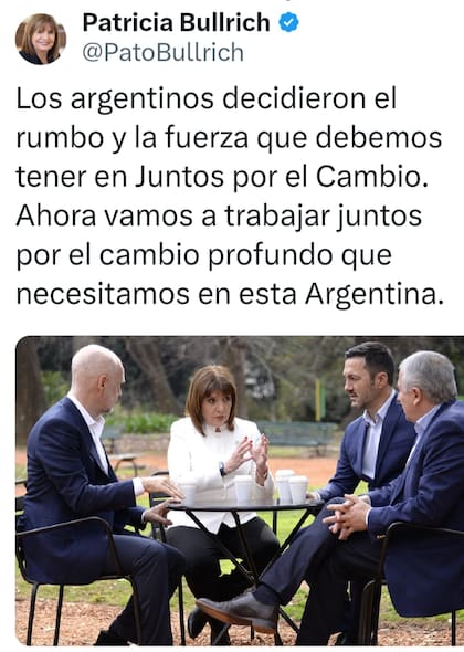EL mensaje de Bullrich tras reunirse con Larreta