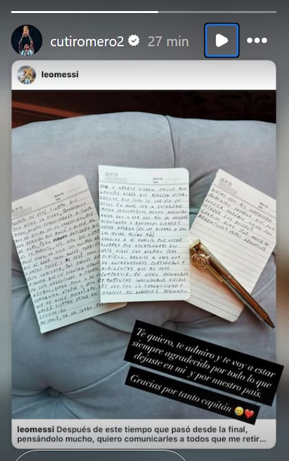 El mensaje de Cuti Romero al astro argentino