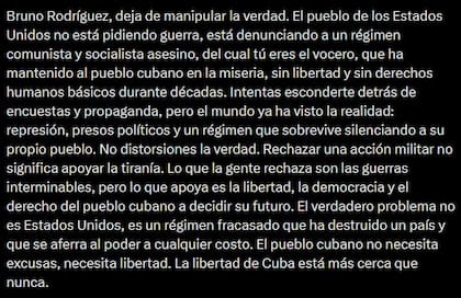 El mensaje de Dariel Fernández a Bruno Rodríguez