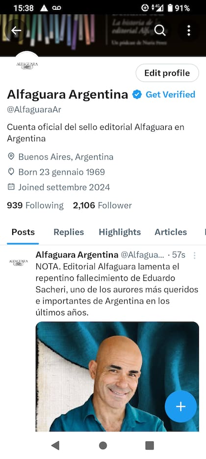 El mensaje de Debenedetti en X