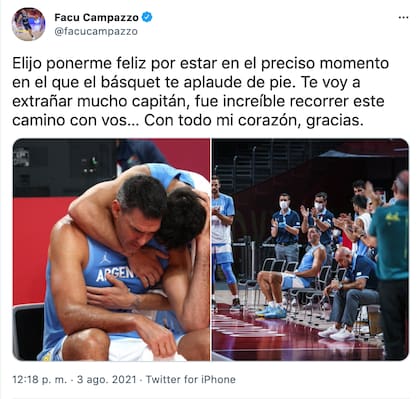 El mensaje de despedida de Campazzo a Luis Scola cuando el capitán se retiró del seleccionado argentino.