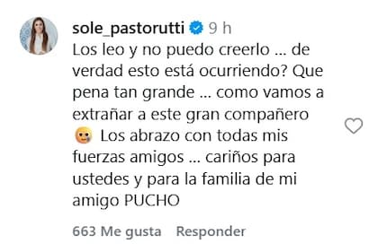 El mensaje de despedida de Soledad Pastorutti al bajista fallecido