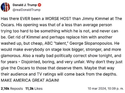 El mensaje de Donald Trump contra Jimmy Kimmel