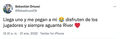 El mensaje de Driussi para los hinchas de River