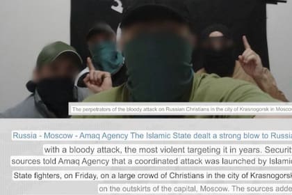 El mensaje de Estado Islámico, traducido al inglés, tras el ataque de Moscú