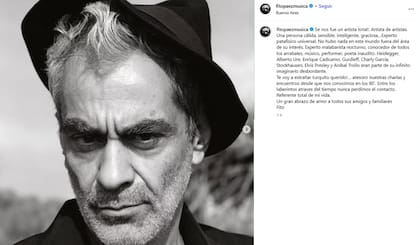 El mensaje de Fito Páez tras la muerte de Melingo (Foto: Captura Instagram/@fitopaezmusica)