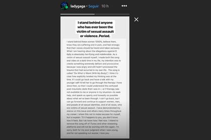 El mensaje de Gaga para quienes acusan de abuso a R.Kelly