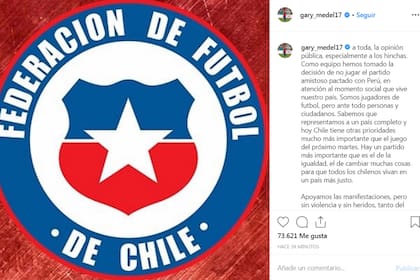El mensaje de Gary Medel en su cuenta de Instagram