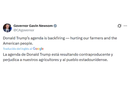 El mensaje de Gavin Newsom contra las políticas de Donald Trump en redes sociales