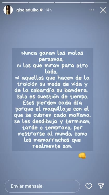 El mensaje de Gisela Dulko (Foto: Instagram)
