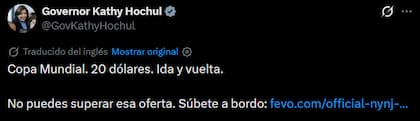 El mensaje de Hochul sobre el precio de los autobuses de ida y vuelta para los partidos del Mundial 2026