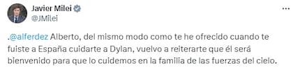 El mensaje de Javier Milei para Alberto Fernández