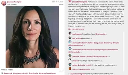 Julia Roberts, una foto a cara lavada y un mensaje sobre la belleza natural