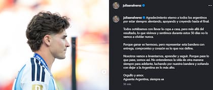 El mensaje de Julián Álvarez a un día de la derrota de la selección
