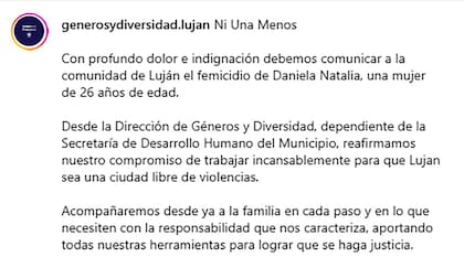 El mensaje de la Dirección de Géneros y Diversidad de Luján en Instagram