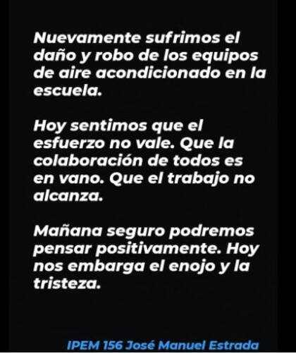 El mensaje de la escuela en Facebook.