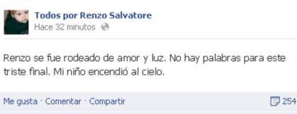 El mensaje de la familia de Renzo