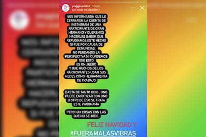 El mensaje de la familia de Julieta (Foto Instagram @poggiojulieta)