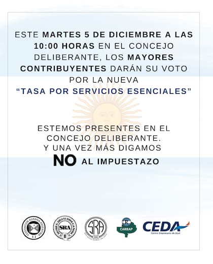 El mensaje de las entidades frente a la asamblea de contribuyentes de mañana