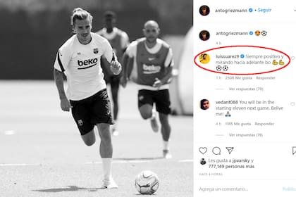 El mensaje de Luis Suárez a la foto de Antoine Griezmann en Instagram