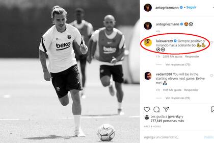 El mensaje de Luis Suárez a la foto de Antoine Griezmann en Instagram