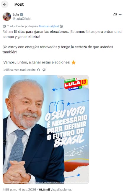 El mensaje de Lula sobre el ballotage