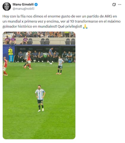 El mensaje de Manu Ginóbili tras presenciar el doblete de Leo Messi