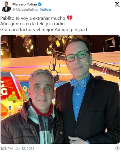 El mensaje de Marcelo Polino tras la muerte de Pablo Reynoso