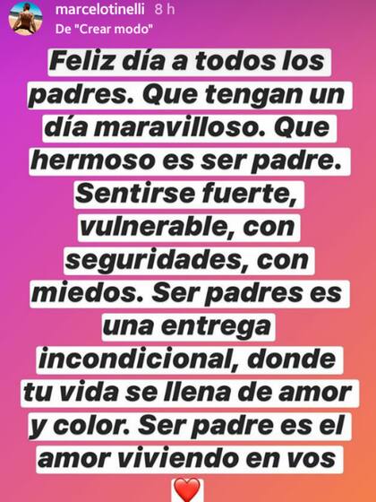 El mensaje de Marcelo Tinelli en el Día del Padre
