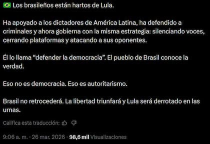El mensaje de María Elvira Salazar sobre Lula en Brasil