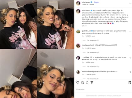 El mensaje de Mariana para Tini por su cumpleaños número 29 (Foto: Instagram @mluciamuz)