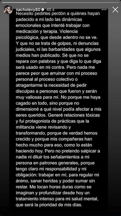 El mensaje de Nacho Levy