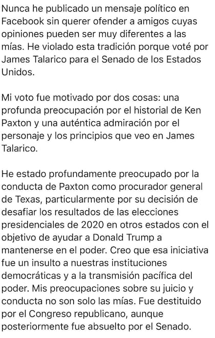 El mensaje de Neil Bush en redes sociales