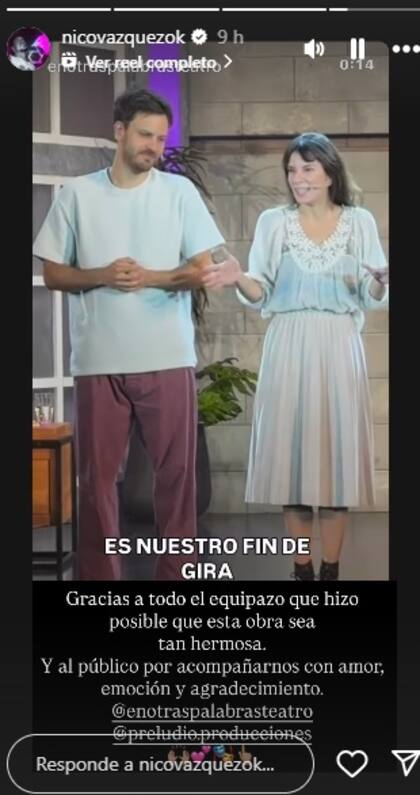 El mensaje de Nico Vázquez tras el final de la obra que dirigió