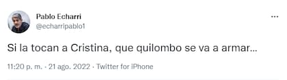 El mensaje de Pablo Echarri sobre el juicio contra Cristina Kirchner (Foto: Twitter @echarripablo1)