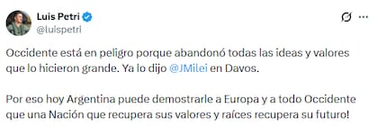 El mensaje de Petri tras su intervención en Diputados