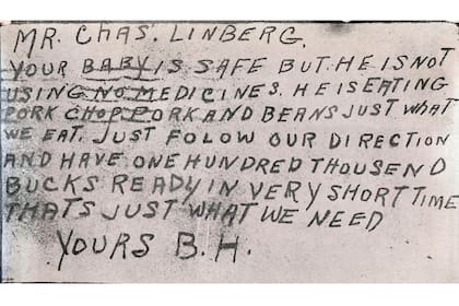 El mensaje de rescate que recibió Charles Lindbergh en marzo de 1932