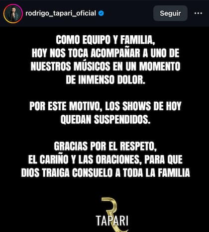 El mensaje de Rodrigo Tapari a la familia que protagonizó el incidente fatal en Panamericana