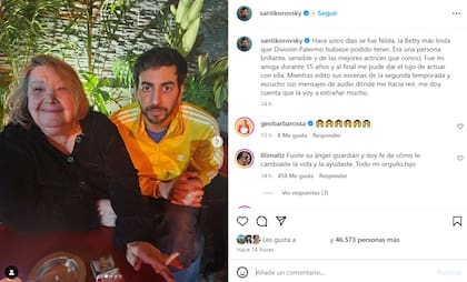 El mensaje de Santiago Korovsky tras la muerte de Nilda Sindaco