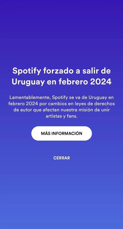 El mensaje de Spotify a sus clientes de Uruguay