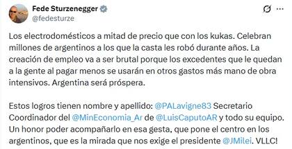 El mensaje de Sturzenegger sobre los electrodomésticos