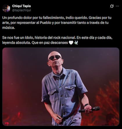 El mensaje de Tapia tras la muerte del Indio Solari