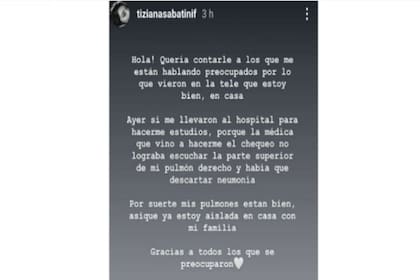 El mensaje de Tiziana Sabatini en sus redes