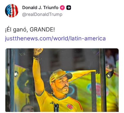 El mensaje de Trump en Truth Social sobre de La Espriella