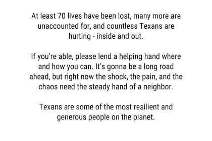 El mensaje del actor para apoyar a la comunidad de Texas