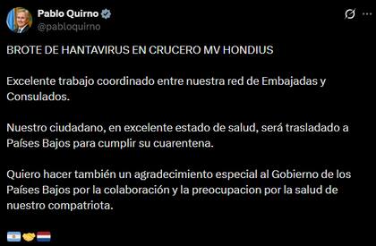 El mensaje del canciller Pablo Quirno